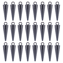 UNICRAFTALE 24pcs Electrophoresis Black Spike Beads Pendants Cone Pendants Hiphop Punk Earrings Charm Stainless Steel Bullet Shape Charm with Loop for DIY Earrings Crafts Making Supplies Accessories