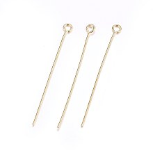 Unicraftale 304 Stainless Steel Eye Pins, Golden, 23 Gauge, 40mm, Hole: 2mm, Pin: 0.6mm, 500pcs/box