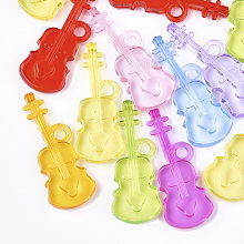 Honeyhandy Transparent Acrylic Big Pendants, Violin, Mixed Color, 50x19x7mm, Hole: 4mm, about 170pcs/500g