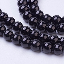 Honeyhandy Painted Glass Bead Strands, Baking Paint, Round, Black, 8mm, Hole: 1.3~1.6mm, about 100pcs/strand, 31.4 inch