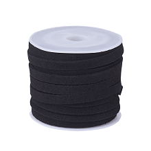 Honeyhandy Faux Suede Cord, Faux Suede Lace, Black, 4x1.5mm, about 5.46 yards(5m)/roll