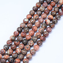 ARRICRAFT Natural Leopard Skin Jasper Beads Strands, Round, 10mm, Hole: 1mm, about 38pcs/strand, 15.5 inches(39.5cm)