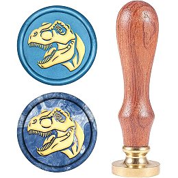 CRASPIRE Wax Seal Dinosaur Animal Sealing Wax Stamp 25mm Brass Seal Head with Wooden Handle Retro Brass Head Sealing Stamp Removable for Wedding Envelopes Invitation Halloween Christmas Xmas Party