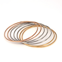 304 Stainless Steel Bangles, Mixed Color, 68.8mm, 1.5mm, about 7pcs/set