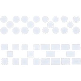 BENECREAT 40PCS Lace Doileys Paper 4 Styles White Round and Square Lace Papers Decorative Paper Placemats for Scrapbook Cake Wedding Desert Tableware Decoration, 10PCS/Style