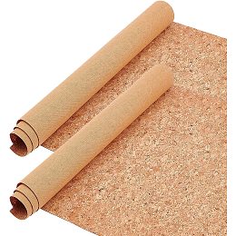 BENECREAT 2 Roll 53x11.8inch Cork Fabric Sheets, PU Natural Real Cork Leather Fabric for Making Earring, Bag, Phone Cover