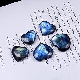 Honeyhandy Reiki Natural Labradorite Healing Stones, Heart Worry Stone, Pocket Palm Stones for Reki Ealancing, 22~25mm