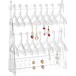 PandaHall Elite 136 Holes Acrylic Earring Holder, Coat Hanger Jewelry Display 2 Tier Dangle Earring Hanging Organizer Acrylic Ear Studs Display Rack for Retail Show Personal Exhibition