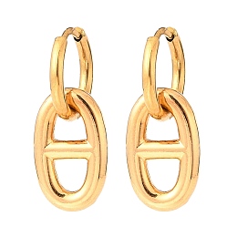 Honeyhandy Soda Pull Tab Earrings, 304 Stainless Steel Huggie Hoop Earrings, Oval, Golden, 25.5mm, Pin: 0.8mm