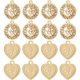 BENECREAT 20Pcs 2 Style OM Yoga Charms 18K Gold Plated OM Symbol Charms Pendants for DIY Jewelry Making