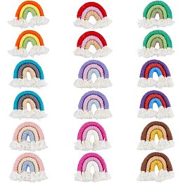 DICOSMETIC 18Pcs 9 Colors Macrame Weaving Rainbow Charms Rainbow Tassel Charms Colorful Boho Rainbow Charms Handmade Weaving Ornament Polycotton Charm for Jewekry Keychains Making