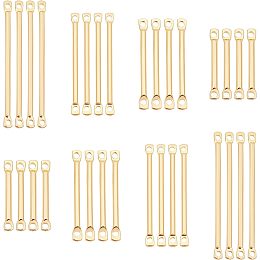 PandaHall Elite 80pcs 14K Gold Plated Earring Links Bars Connectors, Brass 2-Hole Earring Strip Stick Golden Bar Jewelry Connector for DIY Earring Bracelet Jewelry Making Arts Crafts, 4 Size