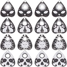 SUNNYCLUE 1 Box 24Pcs Gothic Style Cat Charms Black White Halloween Enamel Ouijas Charm Silver Tarot Planchette Board Charms Sun Teardrop Heart Shape Charms for Jewelry Making Charm Occult Supplies