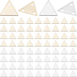 PandaHall Elite 24K Gold Plated Triangle Charm Blanks 60pcs 2 Colors Links Connectors 3-Hole Brass Links Connectors 6.5mm Dainty Metal Charm for Neckalce Earring Choker Bracelet Jewelry Making