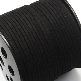 Honeyhandy Faux Suede Cord, Faux Suede Lace, Black, 4x1.4mm, about 98.42 yards(90m)/roll