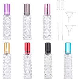 BENECREAT 14Pcs 7-Color Clear Glass Perfume Bottle 13 ml Rectangular Spray Bottles Empty Refillable Container for Perfume Essential Oil