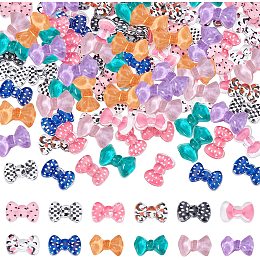 OLYCRAFT 120 Pcs Bowknot Resin Fillers 12 Styles Candy Color Resin Flatback Slime Charms Accessories for Jewelry Making Hair Clip Nail Art Phone Case DIY Craft