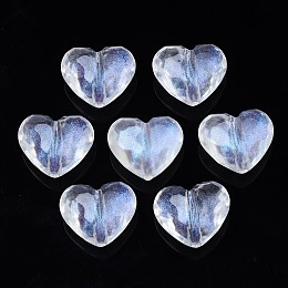Honeyhandy Transparent Acrylic Beads, Glitter Powder, Heart, Clear, 16x19.5x11mm, Hole: 2mm, about 255pcs/500g