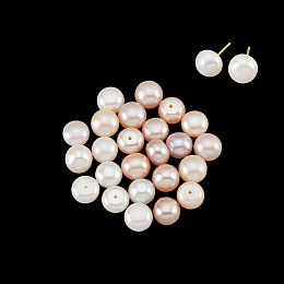 NBEADS 24 Pcs 3 Colors Half Drilled Hole Freshwater Pearl Beads, About 8~8.5mm Half Round Natural Freshwater Pearls Loose Button Cultured Pearls Charms Beads for Earrings Jewelry Making, Grade AA