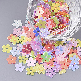 Honeyhandy Ornament Accessories, PVC Plastic Paillette/Sequins Beads, Flower, Mixed Color, 7x7x0.4mm, Hole: 1.2mm, about 1800pcs/bag