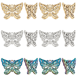 DICOSMETIC 18Pcs 3 Colors 304 Stainless Steel Pendants, Butterfly, Mixed Color, 24x30x2mm, Hole: 1.8mm, 6pcs/color