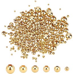 UNICRAFTALE 270pcs 6 Sizes Golden Stainless Steel Beads 2-8mm in Diameter Smooth Round Beads 0.8-3mm Big Hole Metal Beads Smooth Surface Beads DIY Jewelry Beading Crafts Stopper Beads