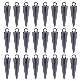 UNICRAFTALE 24pcs Electrophoresis Black Spike Beads Pendants Cone Pendants Hiphop Punk Earrings Charm Stainless Steel Bullet Shape Charm with Loop for DIY Earrings Crafts Making Supplies Accessories