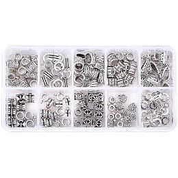 PandaHall Elite 120pcs 10 Style Connectors Bails Beads Tibetan Antique Silver Hanger Dangle Links Beads for European Charm Bracelet Pendant Jewelry Making