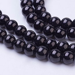 Honeyhandy Painted Glass Bead Strands, Baking Paint, Round, Black, 8mm, Hole: 1.3~1.6mm, about 100pcs/strand, 31.4 inch