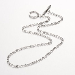 Honeyhandy 304 Stainless Steel Figaro Chain Necklace, Stainless Steel Color, 17.32 inch(44cm)