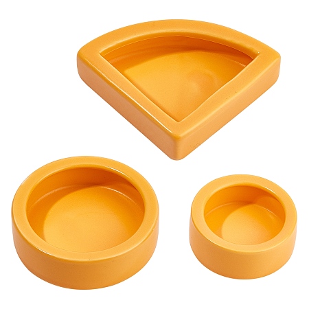 Porcelain Reptile Bowl, Flat Round & Triangle, Orange, 4pcs/set