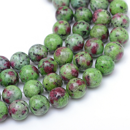 ARRICRAFT Round Dyed Natural Ruby in Zoisite Bead Strands, 8~9mm, Hole: 1mm, about 46pcs/strand, 15.3 inches