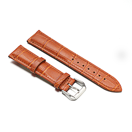 Gorgecraft Leather Watch Bands, with 304 Stainless Steel Clasps, Chocolate, 88~120x20x2.5~5mm