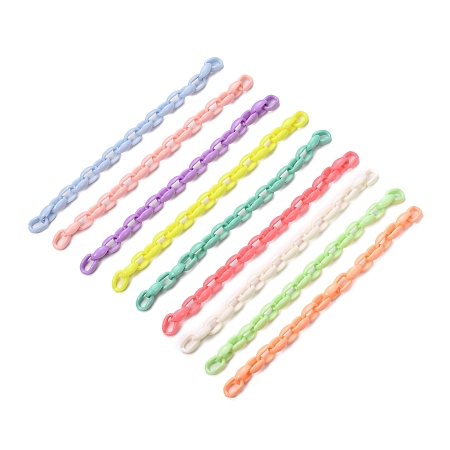 Honeyhandy Handmade Acrylic Cable Chains, for Handbag Chain Making, Mixed Color, 16x11x6.5mm, 39.37 inch(1m)/strand