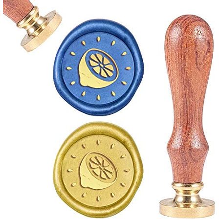 CRASPIRE Lemon Wax Seal Stamp Vintage Wax Sealing Stamps Fruit Retro 25mm Removable Brass Head Wooden Handle for Envelopes Invitations Wine Packages Greeting Cards Wedding