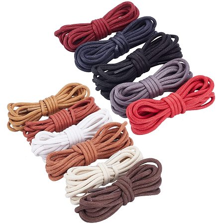 arricraft 22 Strands 11 Colors Round Cotton Shoelaces, 3mm Bracelet Thread Beading String Thick Round Dress Shoes Laces for Jewelry Making Shoelaces Replacement