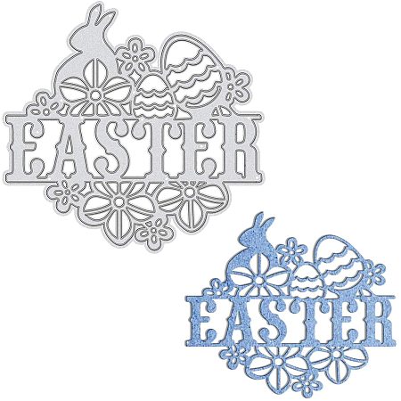GLOBLELAND Easter Rabbit Cutting Dies Bunny Metal Stencil Template for DIY Scrapbooking Embossing Photo Album Decorative Paper Card, Matte Platinum