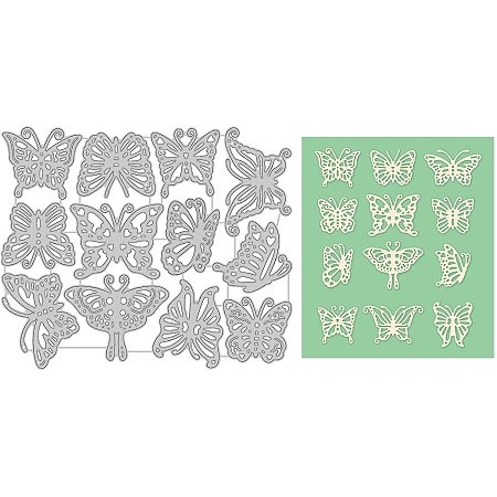GLOBLELAND 12 Pieces Butterfly Cutting Dies Metal Butterfly Die Embossing Stencils for DIY Card Scrapbooking Craft Album Paper Decor
