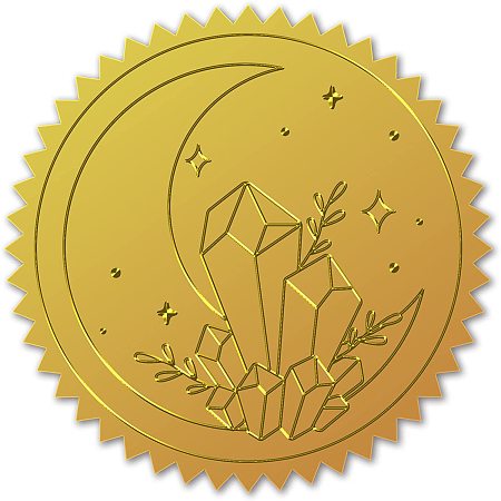 CRASPIRE 100pcs Gold Foil Certificate Seals Moon Crystal Embossed Gold Certificate Seals 2