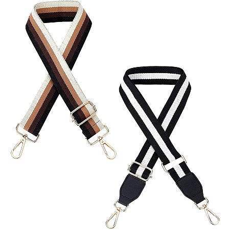 SUPERFINDINGS 2 Styles 72~135cm Shoulder Straps Replacement 3.8cm Wide Adjustable Bag Strap Stripe Pattern Crossbody Handbag Strap for Bag Straps Replacement