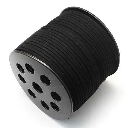 ARRICRAFT 1 Roll (100 Yards, 300 Feet) Micro-Fiber Faux Leather Suede Cord String with Roll Spool, 2.7x1.4mm (Black)