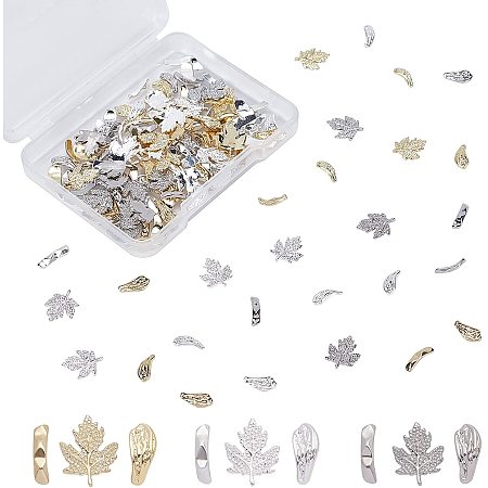 OLYCRAFT 144PCS Crystal Epoxy Resin Material Filling Nail Art Decoration Charms Leaf Alloy Cabochons 3D Mini Resin Fillers Accessories for DIY Jewelry Making