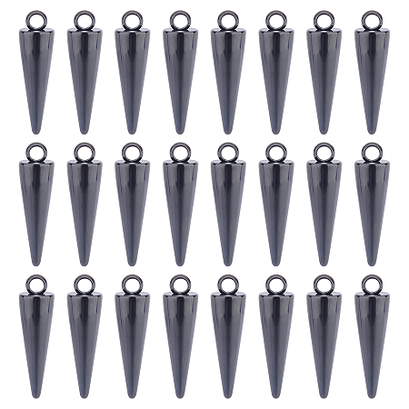 UNICRAFTALE 24pcs Electrophoresis Black Spike Beads Pendants Cone Pendants Hiphop Punk Earrings Charm Stainless Steel Bullet Shape Charm with Loop for DIY Earrings Crafts Making Supplies Accessories