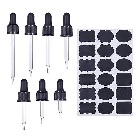 Arricraft 14 Set 7 Size Glass Eye Droppers with Stickers for Essential Oil Pressure Rotating Cover Oil Droppers Pipettes Roller Tops for Essential Oil Bottles(for 5/10/ 15/20/ 30/50/ 100ml)