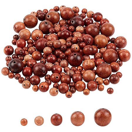 PandaHall Elite 500 PCS Wood Beads for Jewelry Making Supplies, 8-15mm Dark Brown Wooden Beads for Jewelry Making Adults, Round Craft Wood Beads for Bracelets, Wooden Beads for Crafts, Macrame Bead Necklace