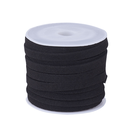 Honeyhandy Faux Suede Cord, Faux Suede Lace, Black, 4x1.5mm, about 5.46 yards(5m)/roll