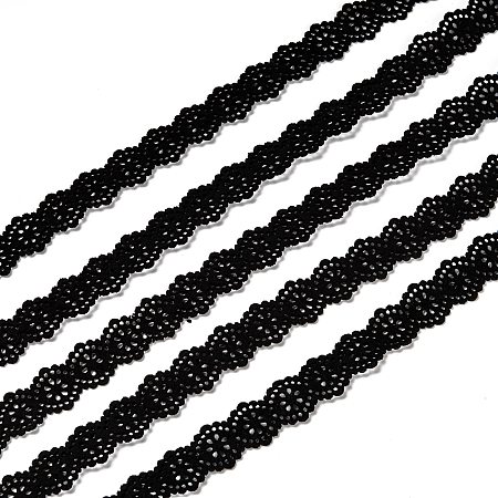 Honeyhandy Hollow Flower Faux Sueded Cord, Faux Suede Lace, Black, 18x1.5mm, about 1.47 yards(1.35m)/strand