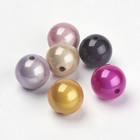 Honeyhandy Mixed Color Spray Painted Acrylic Beads, Miracle Beads, Round, Bead in Bead, Chunky Bubblegum Ball Beads, Size: about 20mm in diameter, hole: 2.5mm
