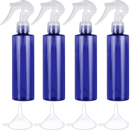PET Plastic Trigger Spray Bottles, with Polypropylene(PP) Spray Head, Plastic Funnel Hopper and Chalkboard Sticker Labels, Blue, 20.5x4.6cm; Capacity: 200ml