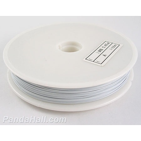 Honeyhandy Tiger Tail Wire, Nylon-coated Stainless Steel, White, 0.3mm in diameter, about 164.04 Feet(50m)/roll